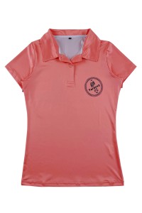 大量訂購粉色女裝短袖熱升華Polo恤  時尚設計印花Logo團體熱升華  熱升華專門店 金絲拉架平紋  P1546
